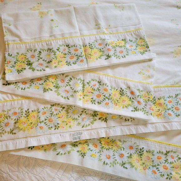 Morgan Jones Vintage Double Full Flat Sheet Pillowcase No Iron Muslin floral - Picture 1 of 12